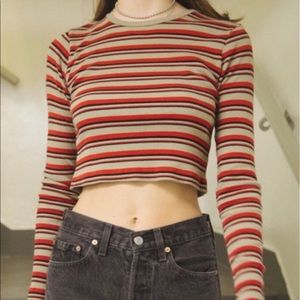 Fall themed striped cropped tee